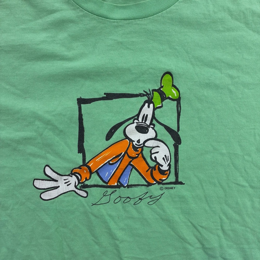 Vintage Goofy Box Logo Shirt Mens XL Green Disney Cartoon Mickey Mouse Goofy Dog - Picture 4 of 6